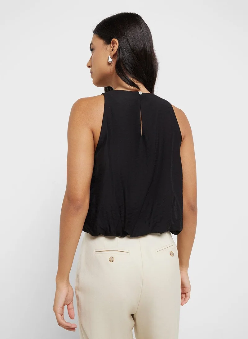 MANGO lyocell-blend top with puffed hem